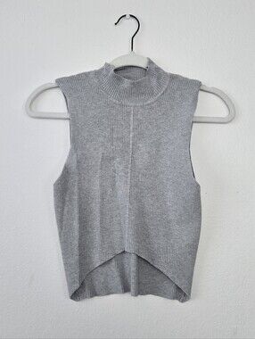 Sleeveless Mock Neck Rib Knit Grunge Top